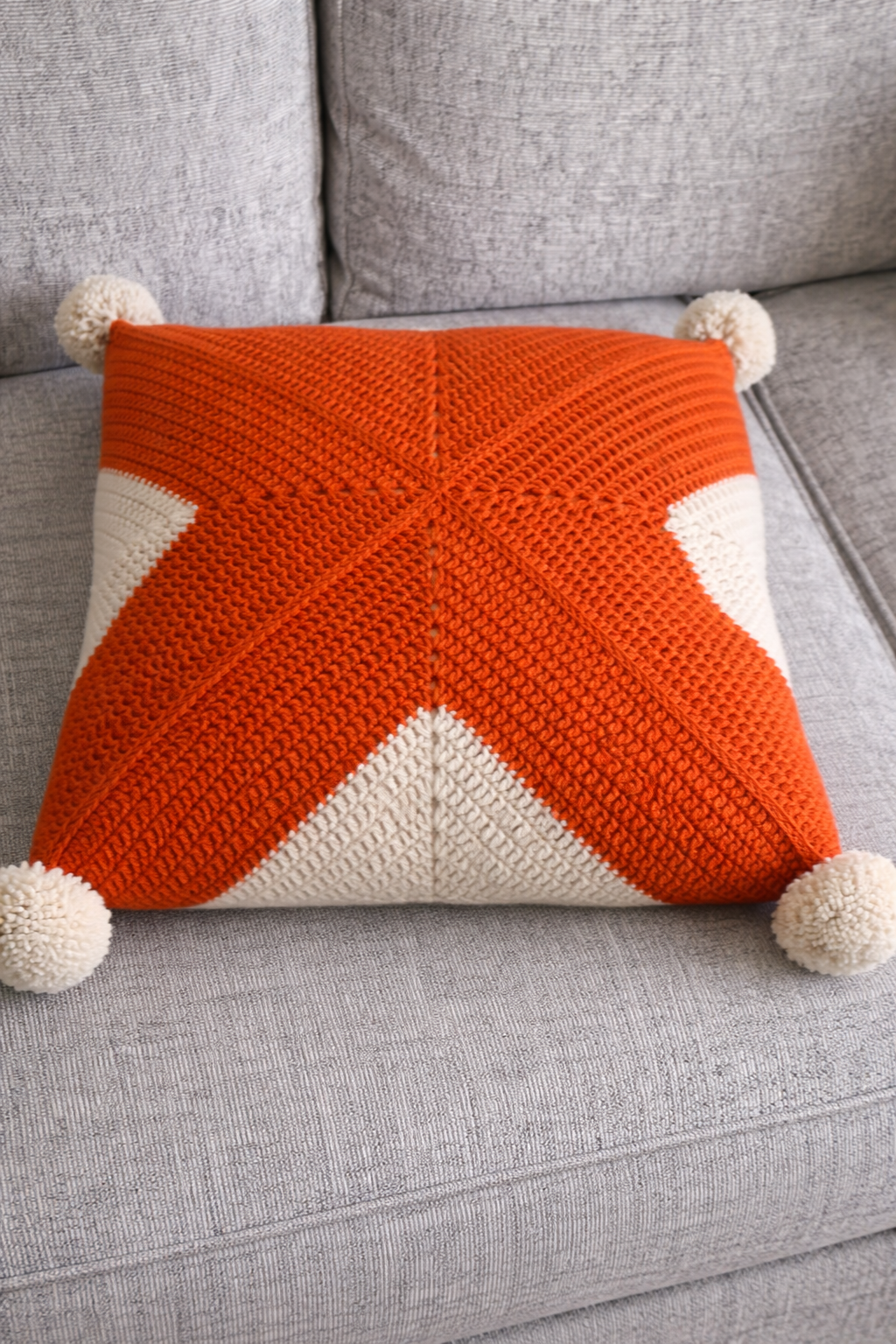 Handmade Crochet Cushion With Flower Motif 45 cm x 45 cm