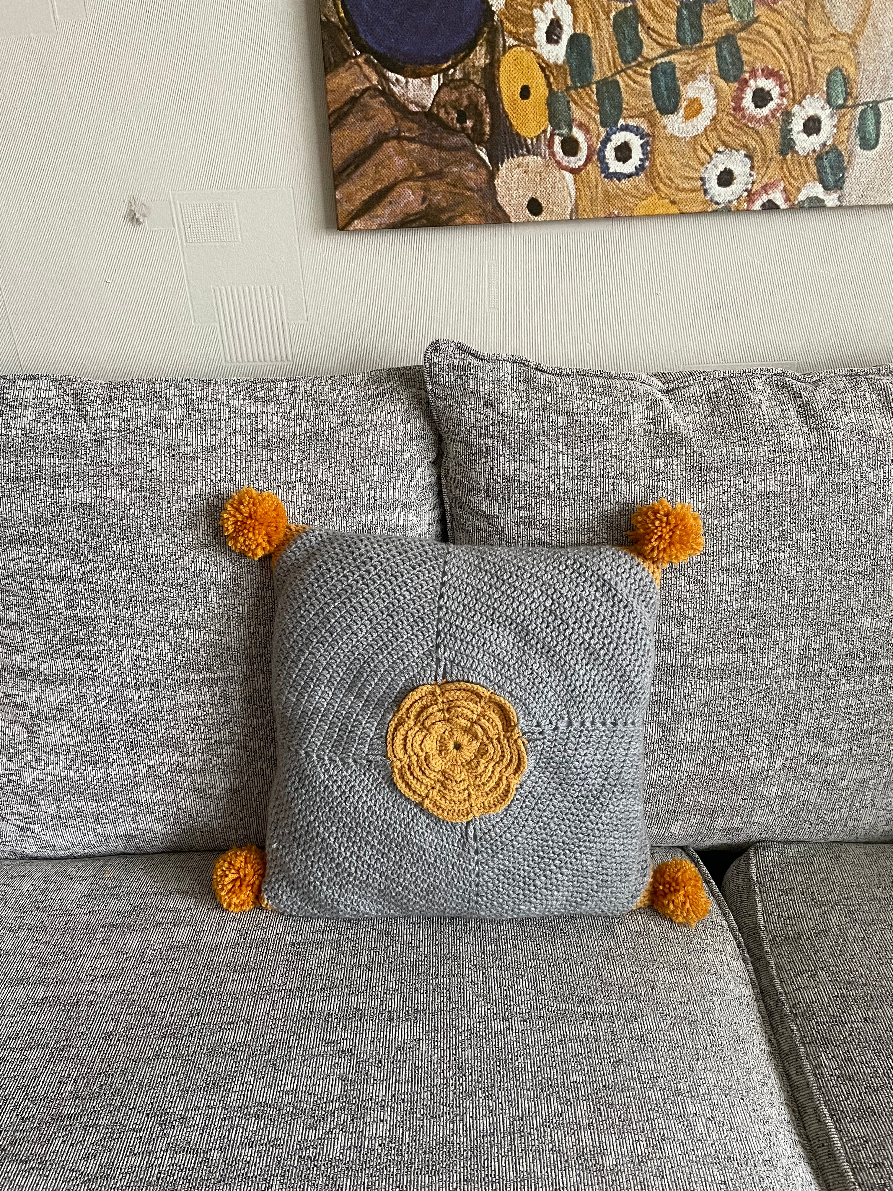Handmade Crochet Square Cushion 45 cm x 45 cm
