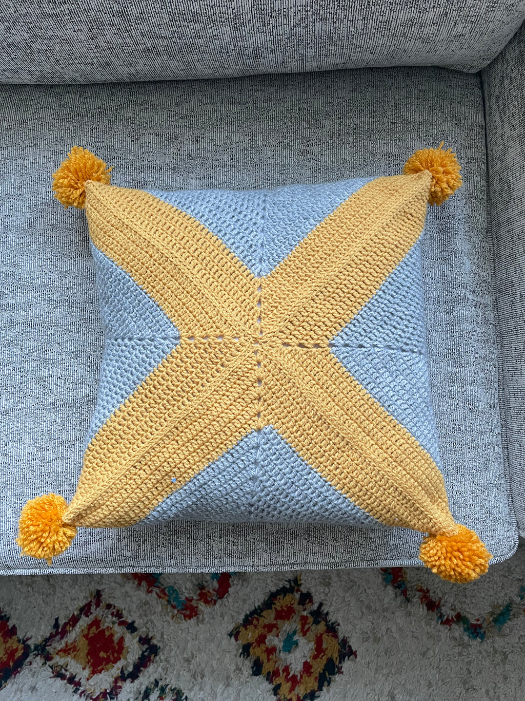 Handmade Crochet Square Cushion 45 cm x 45 cm