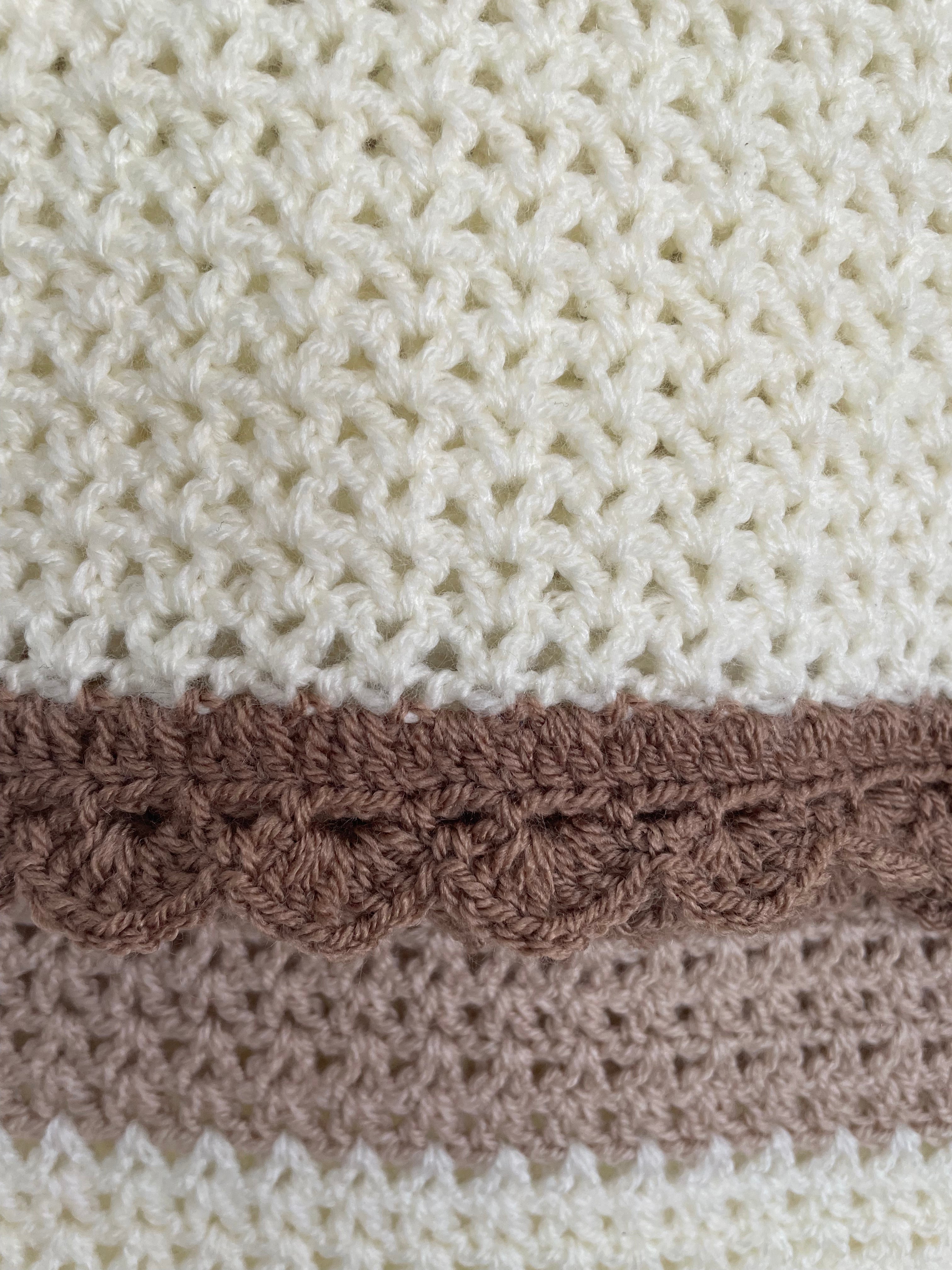 Handmade Crochet Blanket – Neutral Tones | Soft & Elegant Throw (120 x 80 cm)