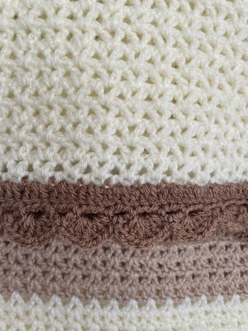 Handmade Crochet Blanket – Neutral Tones | Soft & Elegant Throw (120 x 80 cm)
