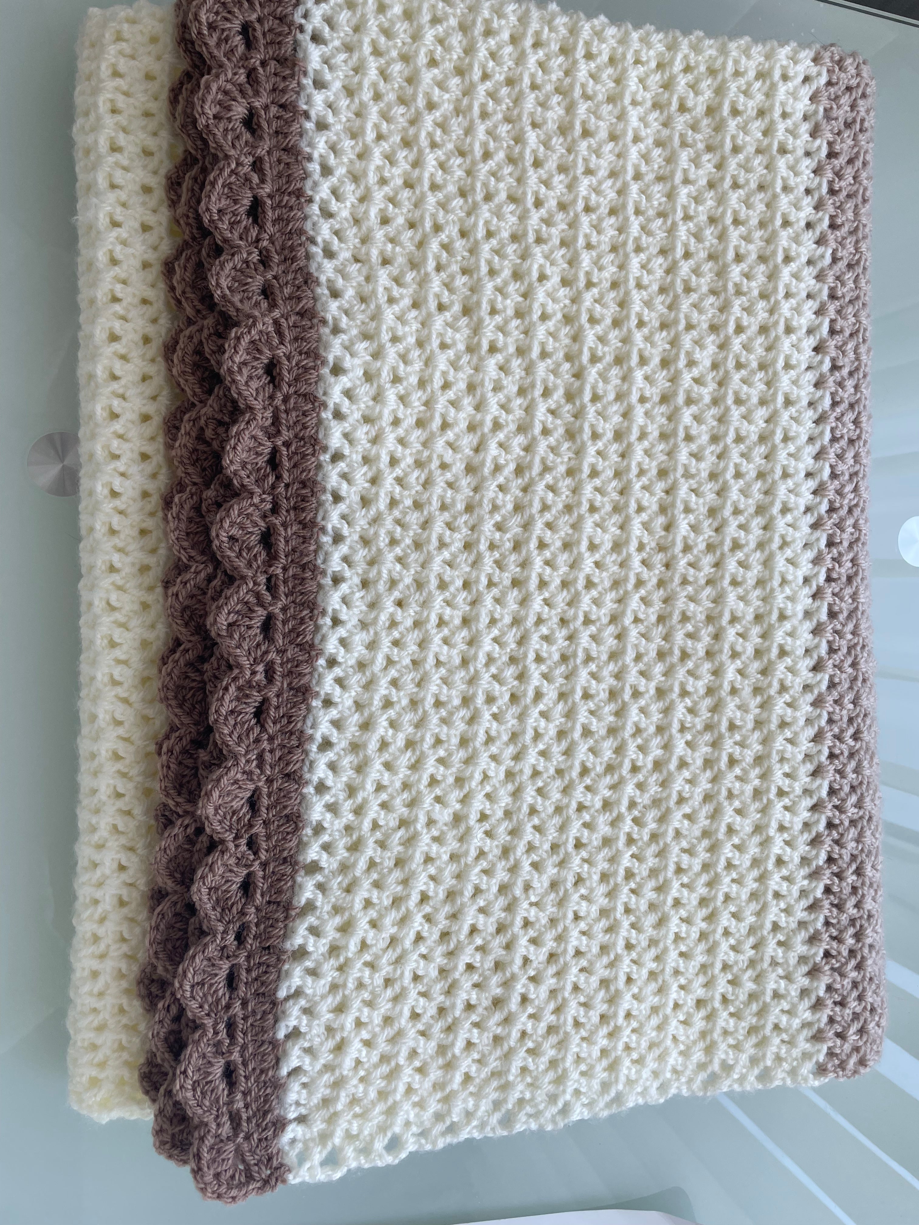 Handmade Crochet Blanket – Neutral Tones | Soft & Elegant Throw (120 x 80 cm)