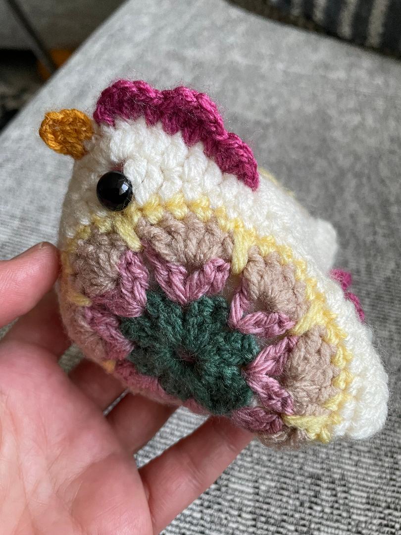 Handmade Crochet Chicken Bag Charm Key Ring